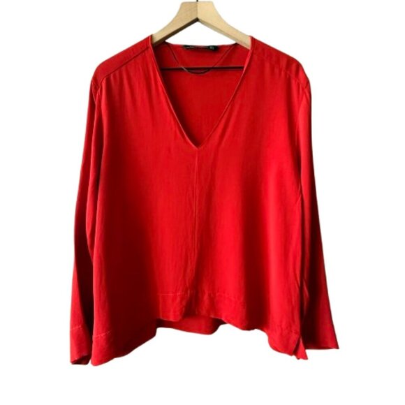 Women's XL Zara Basic Collection Red Blouse - Picture 1 of 12